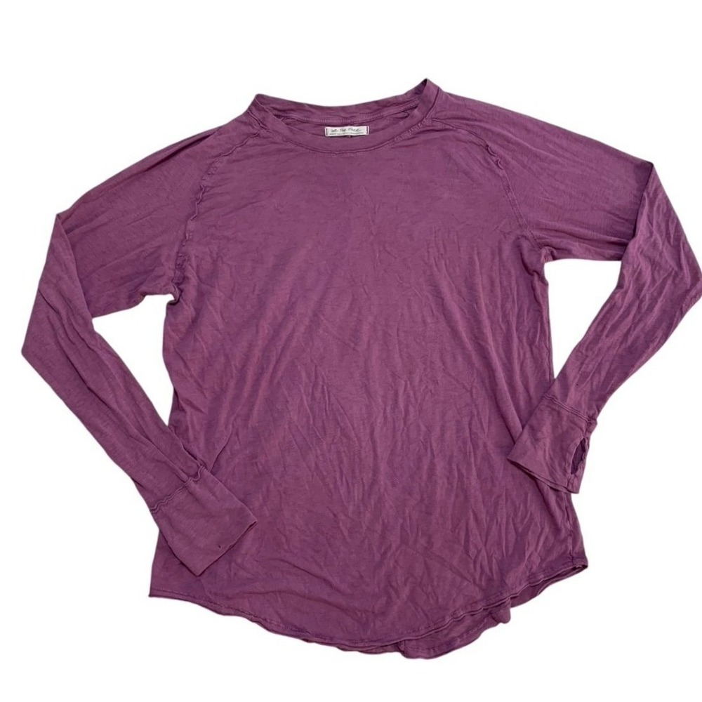 We The Free Long Sleeve Tee Womens Medium Purple Slub Knit Boho Gorpcore